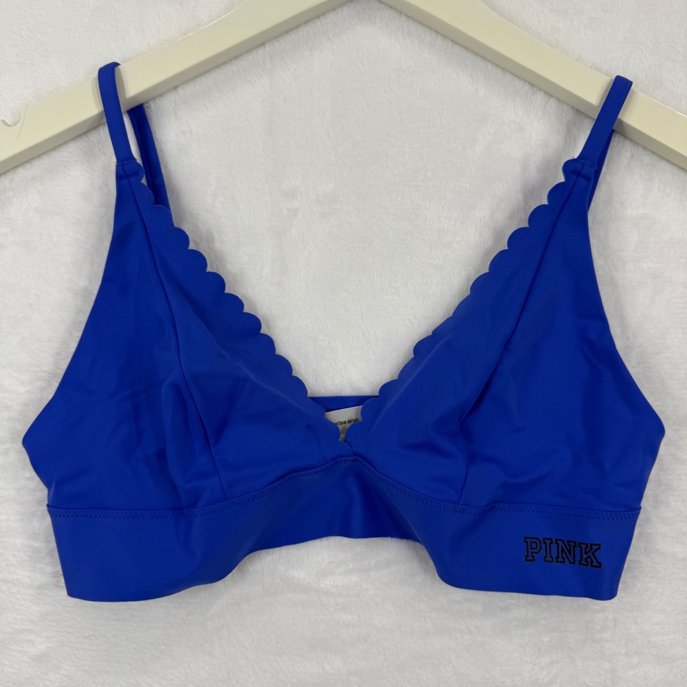 Victoria's Secret PINK Blue Scalloped Trim Bralette Bra Size‎ S Chic